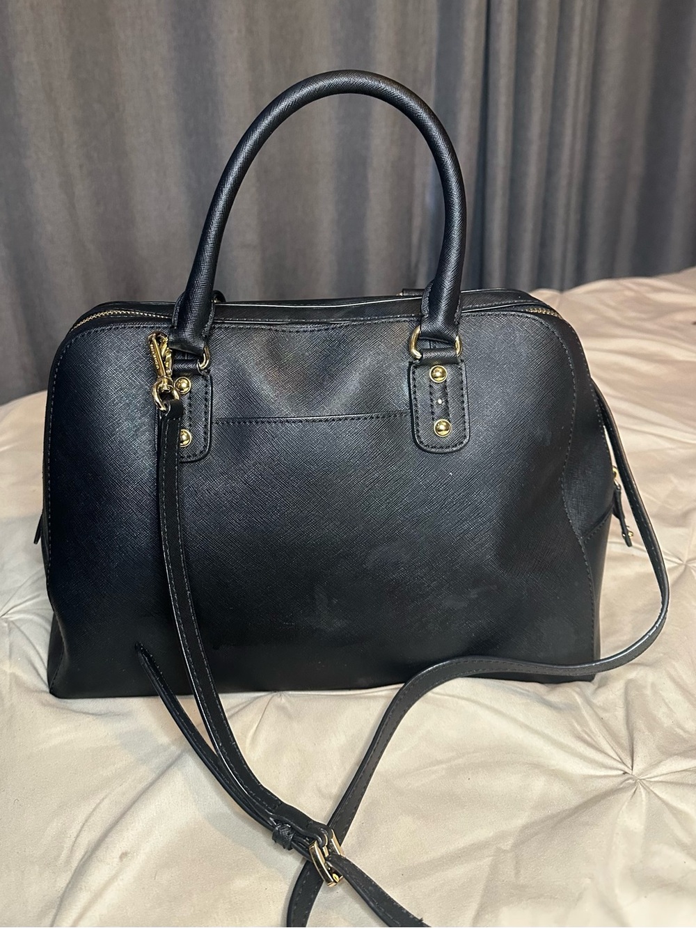 Michael Kors Black Leather Saffiano Satchel with Gold Hardware - Picture 2 of 3